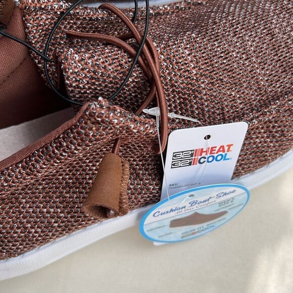 32 Brown Canvas Cusioned Boat shoe Slip-On Loafer - Picture 9 of 13